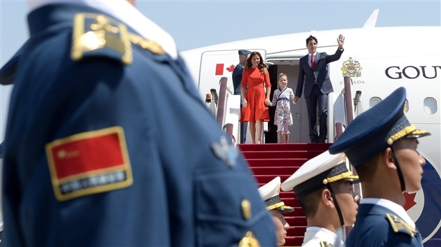 Justin Trudeau est arrivé en Chine en compagnie d’une partie de sa famille.