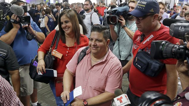 Pasajeros rumbo a a Santa Clara listos para embarcar en Fort Lauderdale el 31 de agosto de 2016, el día de la reanudación de los vuelos comerciales programados entre Estados Unidos y Cuba.