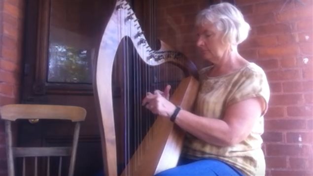 Sharon Johnson, and her celtic harp,