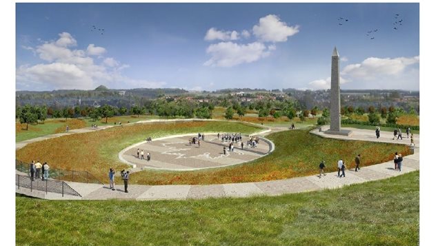 Artist concept of the Hill 70 obelisk and memorial park, between the cities of Loos and Lens in France