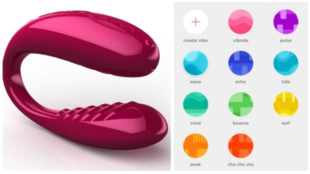 The We-Vibe vibrator, a sex toy for couples, and the vibration settings programmed in the product. We-Vibe has been sued in a class-action lawsuit alleging the company collected intimate information about its customers, without consent.