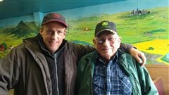 Fimmaker Scott Parker, with Eastend, Saskatchewan farmer Herb Pidt from the film “The Last One”, a segment in the Grasslands Project