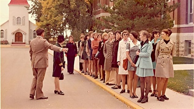 The RCMP was not entirely ready for the first women recruits, shown hear arriving at the Regian Depot in 1974.