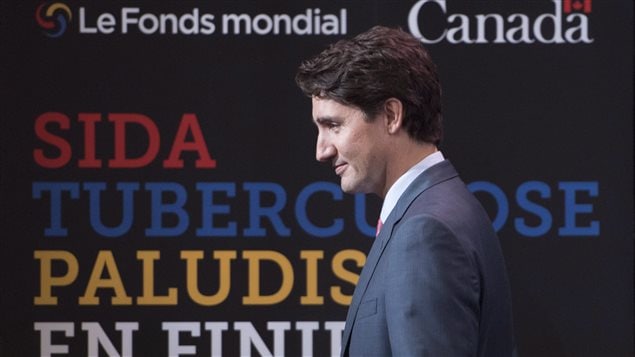 Justin Trudeau, premier ministre du Canada, à la fin de son allocution à la Conférence du Fonds mondial à Montréal