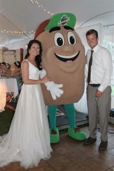 Bride Amy Ramsay agreed with groom Matthew that it would be a great idea to invite Tate the Tater. 