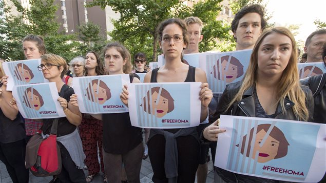 Supporters of Homa Hoodfar held a demonstration calling for her release on September 21, 2016 in Montreal.