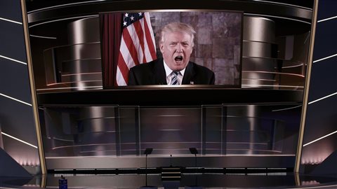 À la télévision canadienne dans quelques années, tout un programme en perspective : un monde où Donald Trump est le Président suprême des États-Unis.Crédit photo : Mike Segar / Reuters