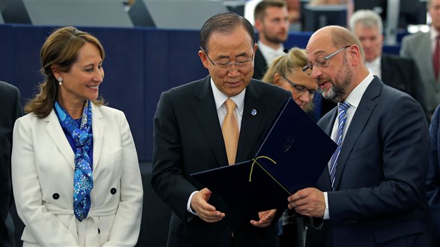 Ségolène Royal, Ban Ki-moon y Martin Schultz