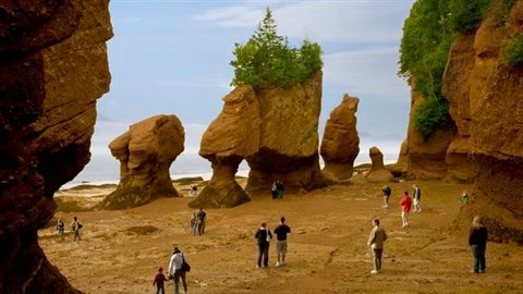 Ces gigantesques monolithes surnommés les pots de fleurs font la renommée de la baie de FundyCrédit photo : Tourisme New Brunswick
