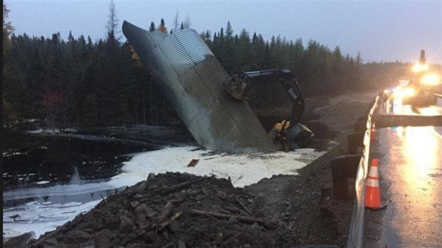 A portion of the Trans Canada Highway through Terra Nove National Park, was cut be flood waters as new construction and equipement were also washed out. The blockage will cause major supply problems for the captial St John’s, and several communities.