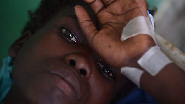 Maslen (17), with cholera symptoms,receives medical atention at the health center of Les Anglais, in Les Cayes, October 11, 2016. 