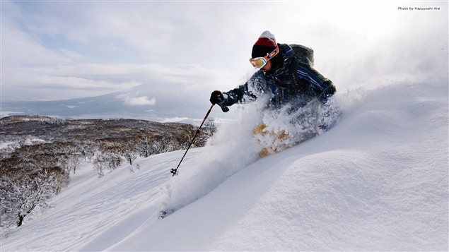 Les japonais adorent skier au pied du Mont Yotei