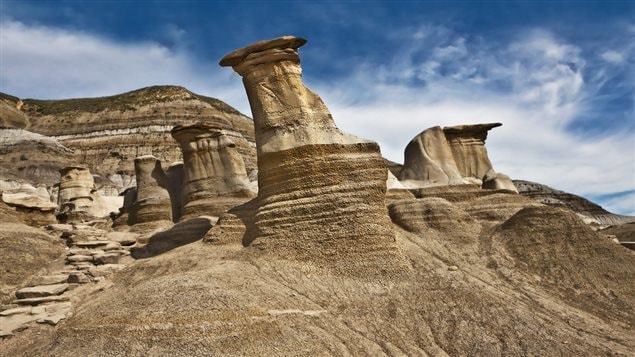 Hoodoos in Alberta. You don’t have to go to the US to see *badlands*. Alberta’s badlands in addition to being spectacular, are also the site of many major dinosaur finds.