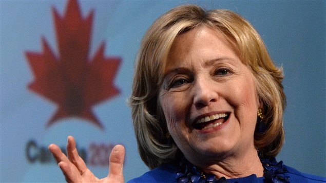 La candidata a presidenta de Estados Unidos en su visita a Ottawa.
