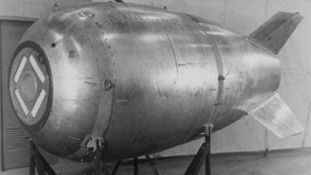 A Mark IV *Fat Man* bomb went missing after a plane crash over northwest B.C. in 1950. (Wikimedia Commons)