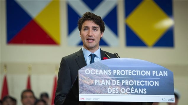 Prime Minister Justin Trudeau announces a $1.5-billion national Oceans Protection Plan at HMCS Discovery in Vancouver, B.C., on Monday November 7, 2016.