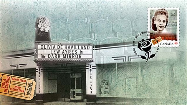 First Day Cover for the Viuola Desmond stamp showing the Roseland Theatre where Desmond took her anti-segregationist stance in New Glasgow, Nova Scotia.