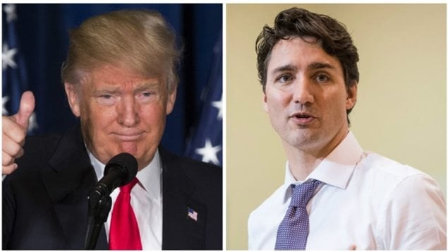 من اليمين: رئيس الحكومة الكنديّة جوستان ترودو والرئيس الأميركي المنتخب دونالد ترامب