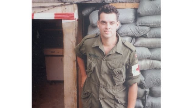 Then Corporal Andrew Beckett serving in Croatia in 1994 as a medical assistant. The experience inspored him to continue his high school, then university at night and specialized medical training