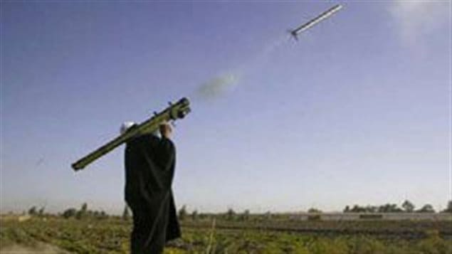 Iraqi insurgent firing shoulder launched missile. These guided missiles are highly accurate and pose a very serious threat to aircraft. This is of concern to any Canadian mission where helicopters would be a critical resource.