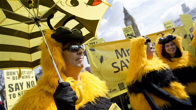 Bee-keepers have organized protests like this one in London on April 26, 2013 against the use of neonicotinoid pesticides.