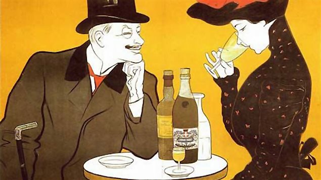 Détail d'une affiche artistique de la compagnie J. Edouard Pernot servant à promouvoir l'absinthe à la fin du 19e siècle Détail d'une affiche artistique de la compagnie J. Edouard Pernot servant à promouvoir l'absinthe à la fin du 19e siècle