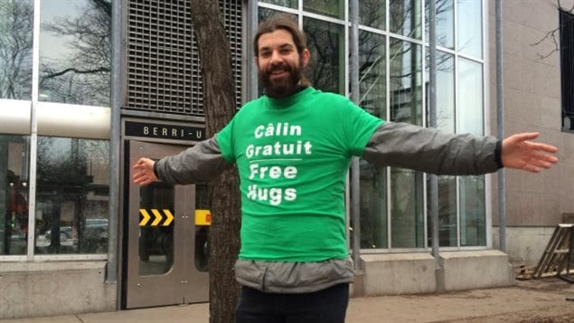 Montrealer Tommy Boucher has been giving out free hugs for about a year, and says the $101 ticket marks the first time he has been fined. 