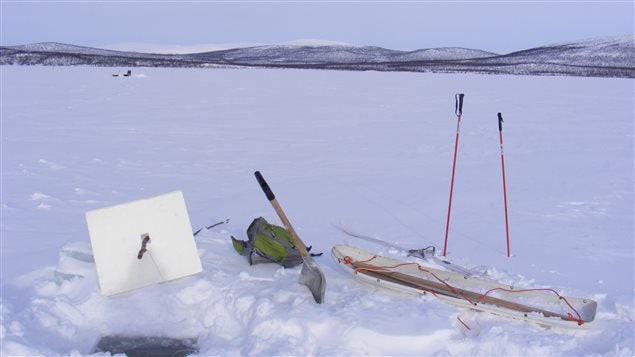 Conducting a winter lake study on Lake Ropijärvi, Finland in March 2013