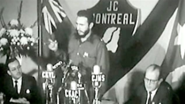 El líder cubano Fidel Castro durante su visita a Montreal en 1959.