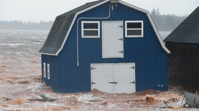 Results of a storm surge in Dec 2011 at Long River. Rising sea levels plus storm surges have caused extensive damage to areas througout the province in recent years, and it’s only expected to get worse. Each time a little more land is lost.