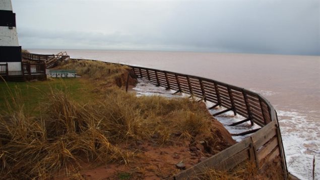 Almost all the land in front of the  West Point lighthouse is gone.