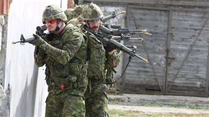 Canadian troops taking part in a joint exercise with Polish troops not far from Ukraine's western border earlier this year.