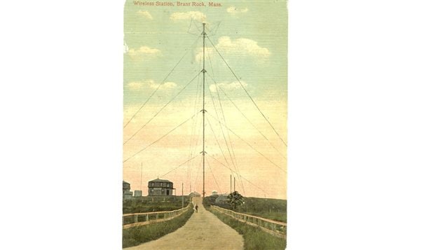 Postcard circa 1910- the Brant Rock transmission tower 128 metres (420ft) tall