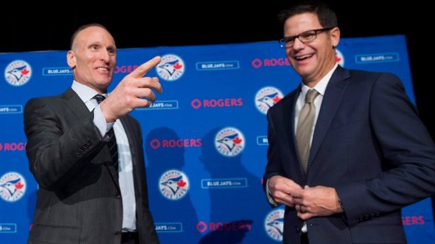 CEO Mark Shipiro, left, and General Manager Ross Atkins have pretty much remained mum this off-season about how they plan to keep the Blue Jays AL East contenders.