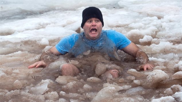 In Charlottetown, high winds pushed the ice against the shore forcing swimmers to improvise.