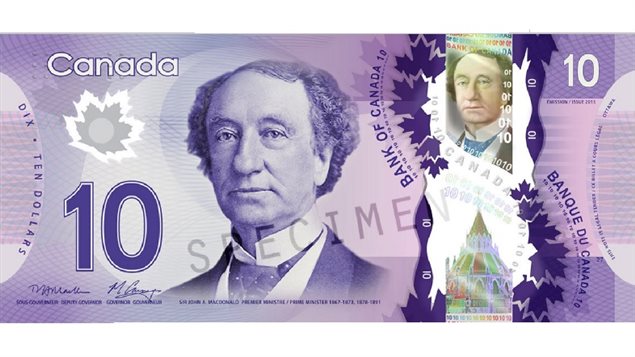 Sir John A Macdonald has long been featured on Canada’s ten dollar banknotes. This is the latest series of plymer banknotes