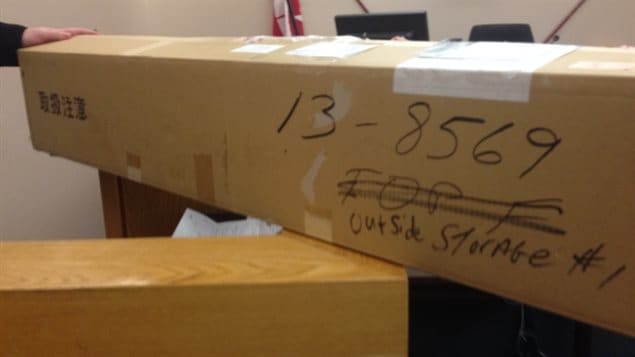 The box police say contains the doll in question sent from Japan and intercepted by autorities as contravening Canada’s child porn laws.