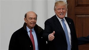 President Trump with his choice for Secretary of Commerce, billionaire Wilbur Ross. Ross has said he wants to make his first trade adjustments in ’our own territory,’ referring to Canada and Mexico.