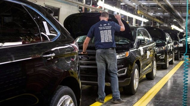  Cars on a production line at the Ford Assembly Plant in Oakville, Ont., in this Feb. 2015 photo. U.S. president-elect Donald Trump has suggested a border tax on cars imported from Mexico and a Trump spokesperson suggests that Canada’s auto industry may not be immune to tariffs, as well as other carmakers saying if they want to sell into the US they should build cars there.