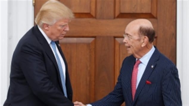 US President Trump and his choice for Secretary of Commerce , billionaire Wilbur Ross. Both have said NAFTA and other trade deals have to be renegotiated.