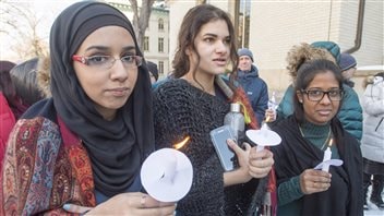 Vigils continued on Tuesday. Here, Dawson College students in Montreal remember victims of the mosque shooting in Quebec City.