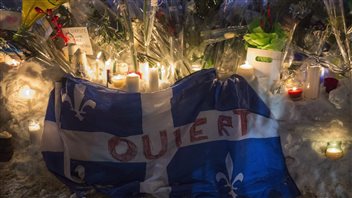 A Quebec flag with the word 