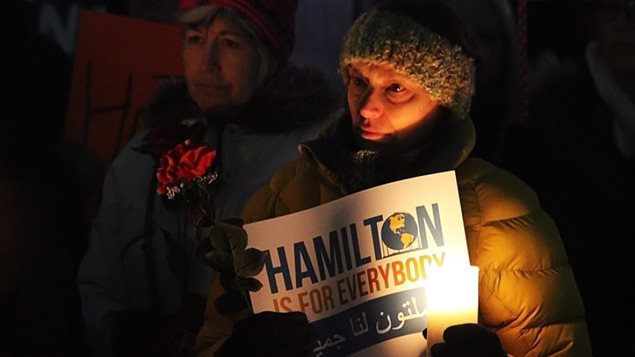 People in Hamilton, Ontario expressed solidarity with the Muslim community.