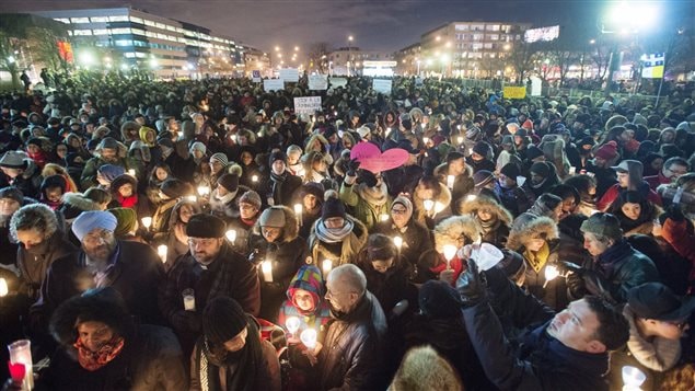 Montrealers packed a square to hear messages of grief and solidarity. 