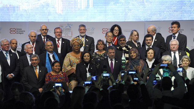 Los premios Nobel de la Paz, reunidos en Bogotá, Colombia para la XVI Cumbre de Nobeles. 