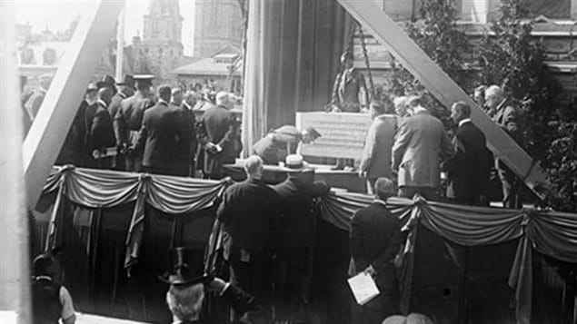 H.R.H. The Prince of Wales laying the corner stone of the*new* Victory and Peace Tower, Ottawa, Ont. September 1, 1919
