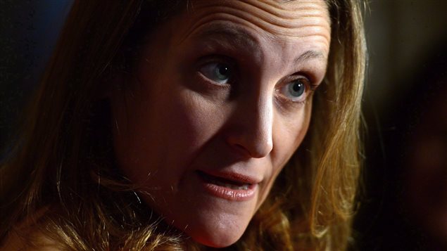 Ministra canadiense de Relaciones Exteriores, Chrystia Freeland.