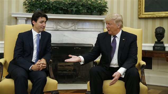Le premier ministre du Canada Justin Trudeau et le président des États-Unis Donald Trump