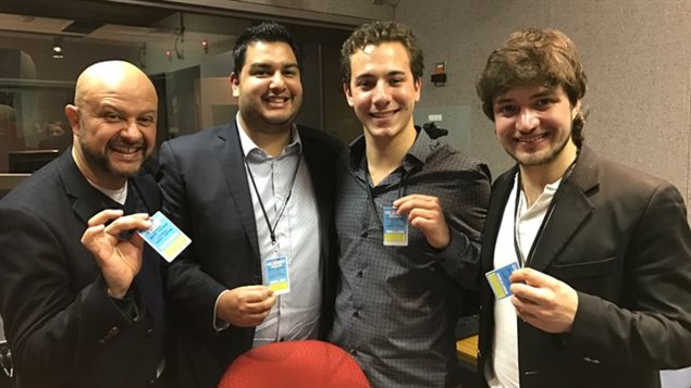 Juan Carlos Quintana (maestro de ceremonia de L’ EVENTO 4), Babby Rodríguez (director de Agenda Social Magazine), Iván Gonzales (copresidente SLASA), Jean Yves Taranger (copresidente SLASA).