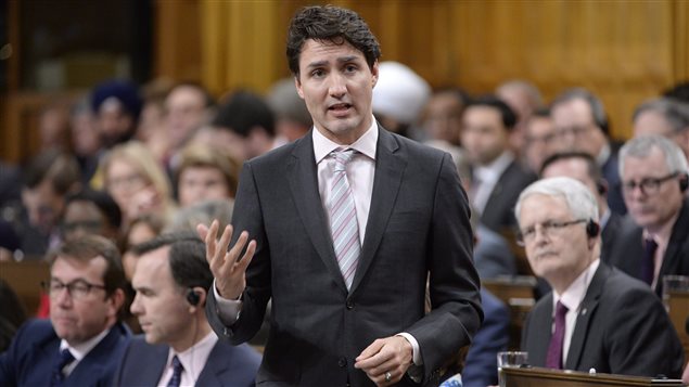 El primer ministro Justin Trudeau durante el período de preguntas en la Cámara de los Comunes en Ottawa el miércoles 22 de febrero 2017.